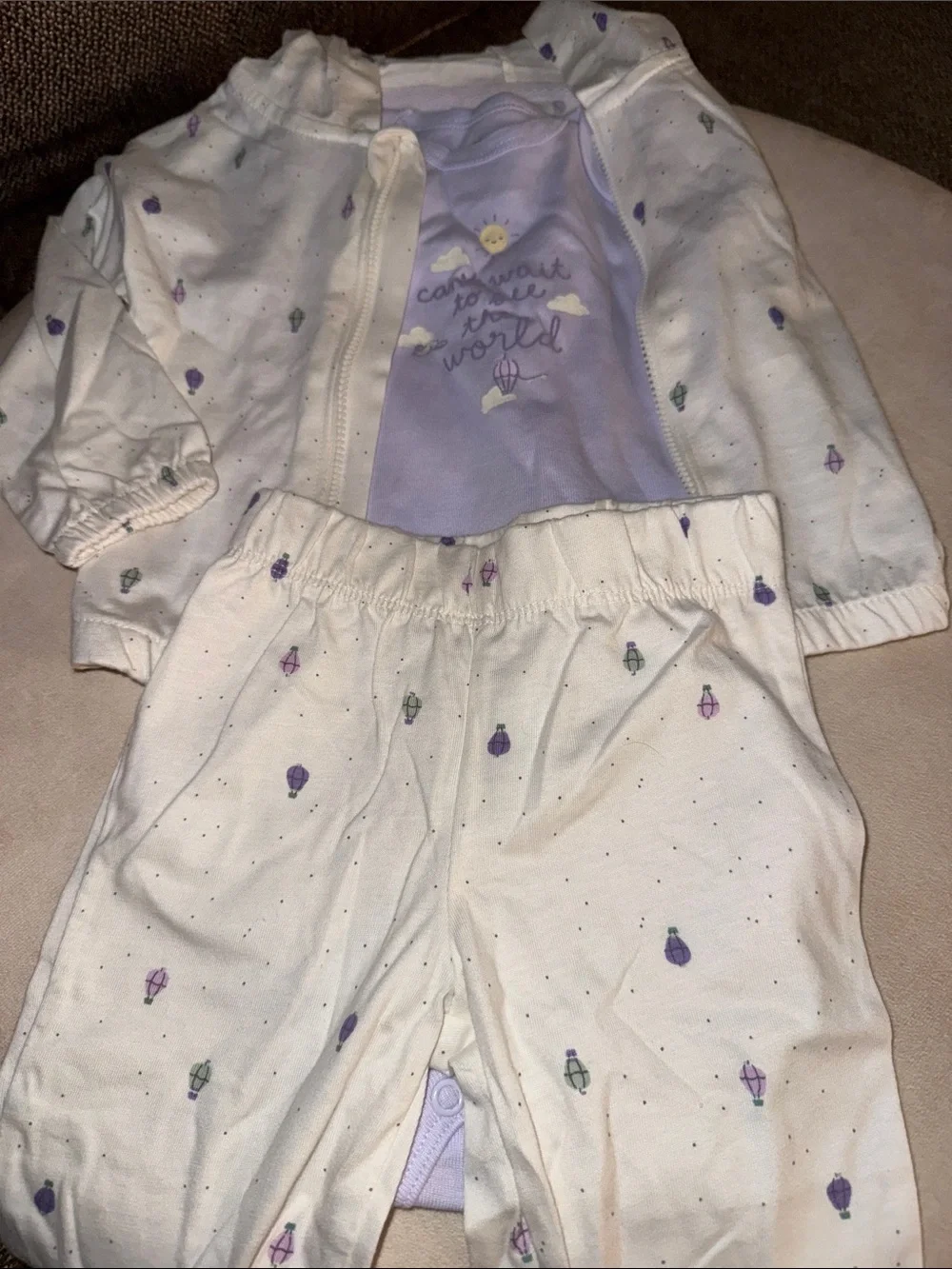 Baby multi-Piece Bodysuit in Light Lavender